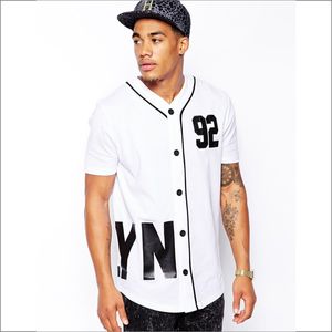 Maillot de Baseball à manches courtes pour homme, ensemble de Baseball avec bande personnalisée, mode Hip-Hop, couleur blanche - Product Image 1
