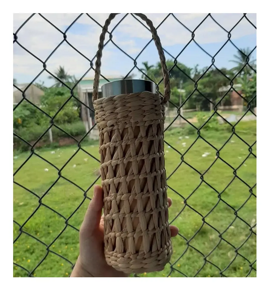 Woven water hyacinth bottle holder- Water hyacinth holder bottle ([Ws0084587176063]
