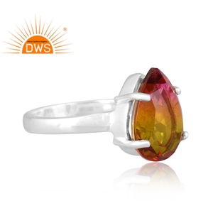 925 plata esterlina fina Natural Bio Petro turmalina doblete cuarzo piedra preciosa anillo apilable fabricante de joyas - Product Image 2