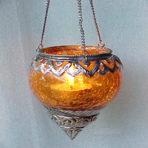 Porte-bougie chauffe-plat suspendu en verre orange pour fête décor à la maison salon de mariage - Product Image 1