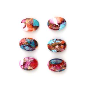 Cabochon à dos plat de haute qualité, 12x16mm, pour décoration de maison, Orange, violet, cuivre, Turquoise, forme ovale, lisse, pierre précieuse - Product Image 3