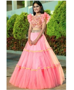 À la mode georgette broderie séquence travail lehenga choli avec dupatta mariage porter prix de gros ethnique vêtement apparelgarment - Product Image 3
