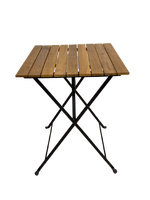 Ensemble de tables basses pliantes en bois d'acacia moderne de haute qualité avec pieds en fer, pliables pour le jardin, faciles à déplacer, fabriquées au Vietnam