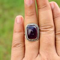 Bague classique en argent sterling 925 avec améthyste naturelle, design unique, faite à la main, pour mariage et soirée, prix d'usine en gros