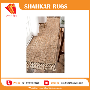 Tapis à franges Jute naturel tissé à la main avec laine adulte en peluche moderne Rectangle réversible tapis étanches à l'eau pour cuisine Chevron - Product Image 3