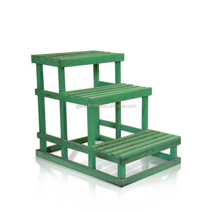 Étagère à fleurs en bois de couleur dégradée à 3 niveaux, accessoire de décoration pour la maison en bois - Product Image 4