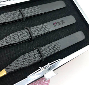 แหนบต่อขนตาสแตนเลสปลายเพชรเคลือบผงสีดำ90องศาเครื่องมือความงามที่จับเพชร - Product Image 2