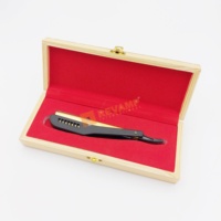Dernières lames de rasoir jetables professionnelles pour barbier, en acier inoxydable, avec logo personnalisé, manche pliable en plastique noir