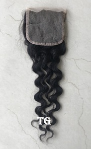 100% vison cambodgien brésilien extensions humaines lâche vague profonde faisceau 4*4 fermeture en dentelle transparente cuticule aligné 1B indien - Product Image 6