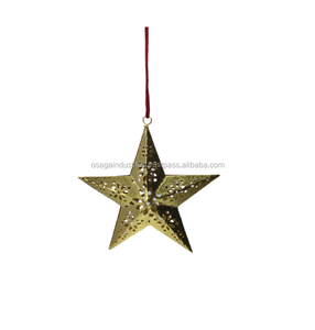 METAL NICKLE PLATED STAR WITH JINGLE BELL CHRISTMAS HANGING ORNAMENT IRON CHRISTMAS <b>TREE</b> DECORATION HOME DECOR - Product Image 2