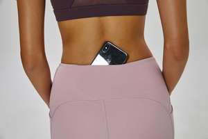 OEM <b>High</b> Waist Women's Yoga Pant Breathable Spandex Woven Knitted Seamless Casual XL <b>Knee</b>-Length Leggings - Product Image 5