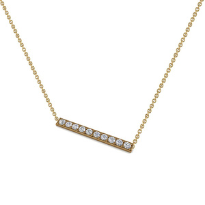 Collar de Barra Horizontal Pequeña de Oro Sólido de 18k con Diamante Natural, Estilo Bohemio, Certificado IGI, Joyería Fina Gemco International - Product Image 2