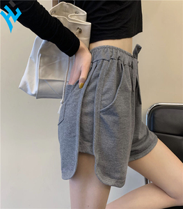 New Arrivals High Waist pants ladies Casual <b>Short</b> Summer Sexy Cotton Double Layer Solid Color <b>Long</b> <b>Short</b> With Side Pocket - Product Image 2