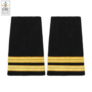 แผ่นปักไหล่กัปตันสายการบิน OEM สีทอง 5 แถบ ผลิตจากผ้าถักแบบฝรั่งเศส เป็นมิตรกับสิ่งแวดล้อม รับสั่งทำตามแบบ ปริมาณสั่งซื้อขั้นต่ำน้อย จัดส่งรวดเร็ว - Product Image 4