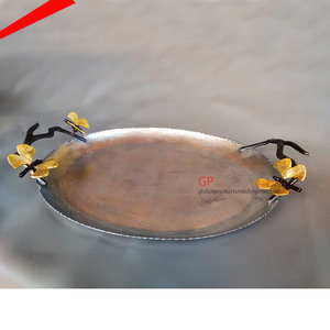 Plateau martelé carré design écologique avec plateau à fruits en laiton fantaisie doré - Product Image 2