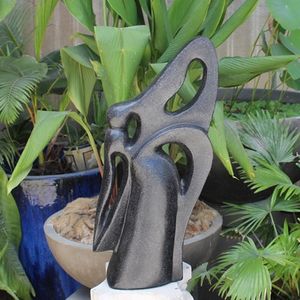 Fuente de Resina para Jardín con Forma Geométrica Negra para Exteriores, Adornos de Jardín para Decoración del Hogar, Acabado de Terrazo - Product Image 6