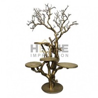 Support à gâteau rond élégant en aluminium décoratif floral, style antique, 8 compartiments, multi-niveaux, motif feuille, écologique