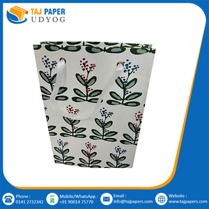 Sac à provisions de fantaisie fait à la main en papier kraft sac de transport de haute qualité conçu sur mesure sacs en papier imprimés floraux à poignée torsadée - Product Image 3