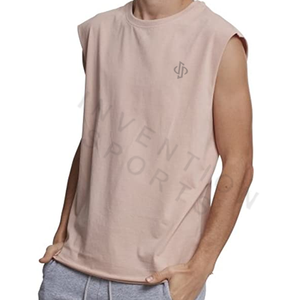 เสื้อยืดแขนกุดสำหรับผู้ชายเสื้อยืดฟิตเนสแบบเรียบผ้าฝ้าย100% ออกแบบได้เองสไตล์ลำลองระบายอากาศได้ดีถักนิตติ้ง - Product Image 6