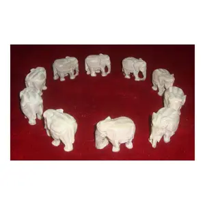 Indian Exporters Of Soapstone Hand Carved Elephant Sculptures For Gift