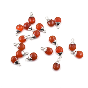 Red Onyx 11 To 13 MM With Bail <b>Drop</b> Shape Silver Plated Pendant Gemstone Jewelry Findings July Birthstone - Product Image 1