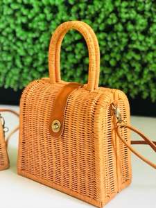 Bolso de mimbre de alta calidad con asa y correa para el hombro - Product Image 5