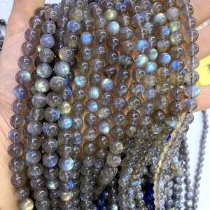 Labradorita de forma redonda, cuentas pulidas de piedras preciosas sueltas de fuego múltiple lisas, joyería, precio al por mayor, buena calidad natural - Product Image 5