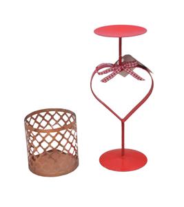 ROSE <b>RED</b> FLOWER WITH GREEN LEAF <b>CANDLE</b> HOLDER By BRASSWORLD INDIA - Product Image 4