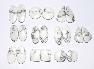 หินแร่ Howolite Cabochon แบบธรรมชาติ,พลอยคู่ทำเครื่องประดับ DIY ฟรีไซส์ - Product Image 3