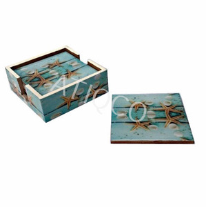 Posavasos de madera hechos a mano de estilo chino nuevo, superventas, conjunto de posavasos de madera Multicolor con impresiones digitales - Product Image 5