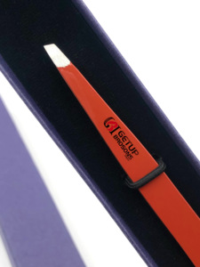 Pinzas de extensión de cejas con revestimiento de polvo naranja profesional, nuevo estilo, logotipo personalizado, Punta plateada, instrumento de belleza de acero inoxidable - Product Image 3