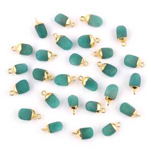 May Birthstone-Conectores chapados en oro y esmeralda teñidos, piedras de esmeralda de 8-12mm, conectores de piedra - Product Image 2