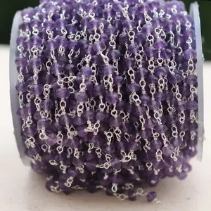 Super feine Qualität natürliche Amethyst Edelstein Perlen Rosenkranz Ketten für die Schmuck herstellung zum Großhandel Fabrik preis