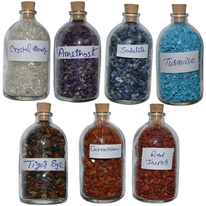 Supplier of Meditation Chakra <b>Chips</b> Big Bottle Set with <b>Crystal</b> Quartz : Meditation Chakra <b>Chips</b> Big Bottle Set with Cr for Sale - Product Image 1