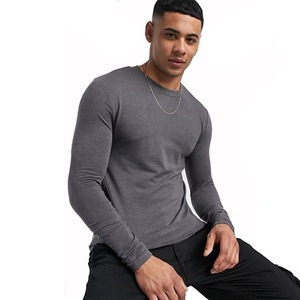 T-shirt personnalisé pour homme à manches longues 100 % coton – T-shirt uni en coton peigné grande taille à manches longues pour homme, vente en gros et personnalisation - Product Image 1