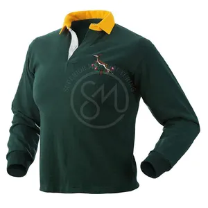 Maillot de Rugby traditionnel de l'afrique du sud, style rétro, unisexe, à manches longues, patch brodé, couleur verte, nouvelle collection