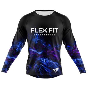 FLEX FIT ENTERPRISES Maillot à manches longues imprimé par sublimation bleu blanc noir séchage rapide unisexe adulte pour la course à moto - Product Image 5