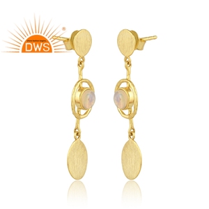 Boucles d'oreilles pendantes tendance en argent sterling 925 plaqué or avec opale éthiopienne naturelle pour femme, cadeau de mariage - Product Image 3