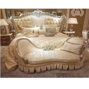 Meubles de chambre en bois blanc Royal, ensemble de luxe en cuir blanc, Design de luxe européen, meubles de lit et de chambre à coucher - Product Image 1