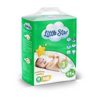 Couches jetables pour bébé LITTLE STAR en coton de haute qualité, protection anti-fuites, super absorbantes, 3-13g SAP, taille L, feuille arrière respirante, élastique
