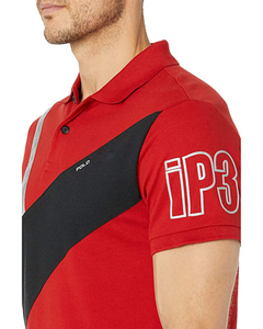 Polo rojo personalizado camiseta patrón ligero poliéster LICRA mezcla elástico transpirable impreso Hombre Golf Polo camisa para hombres - Product Image 4