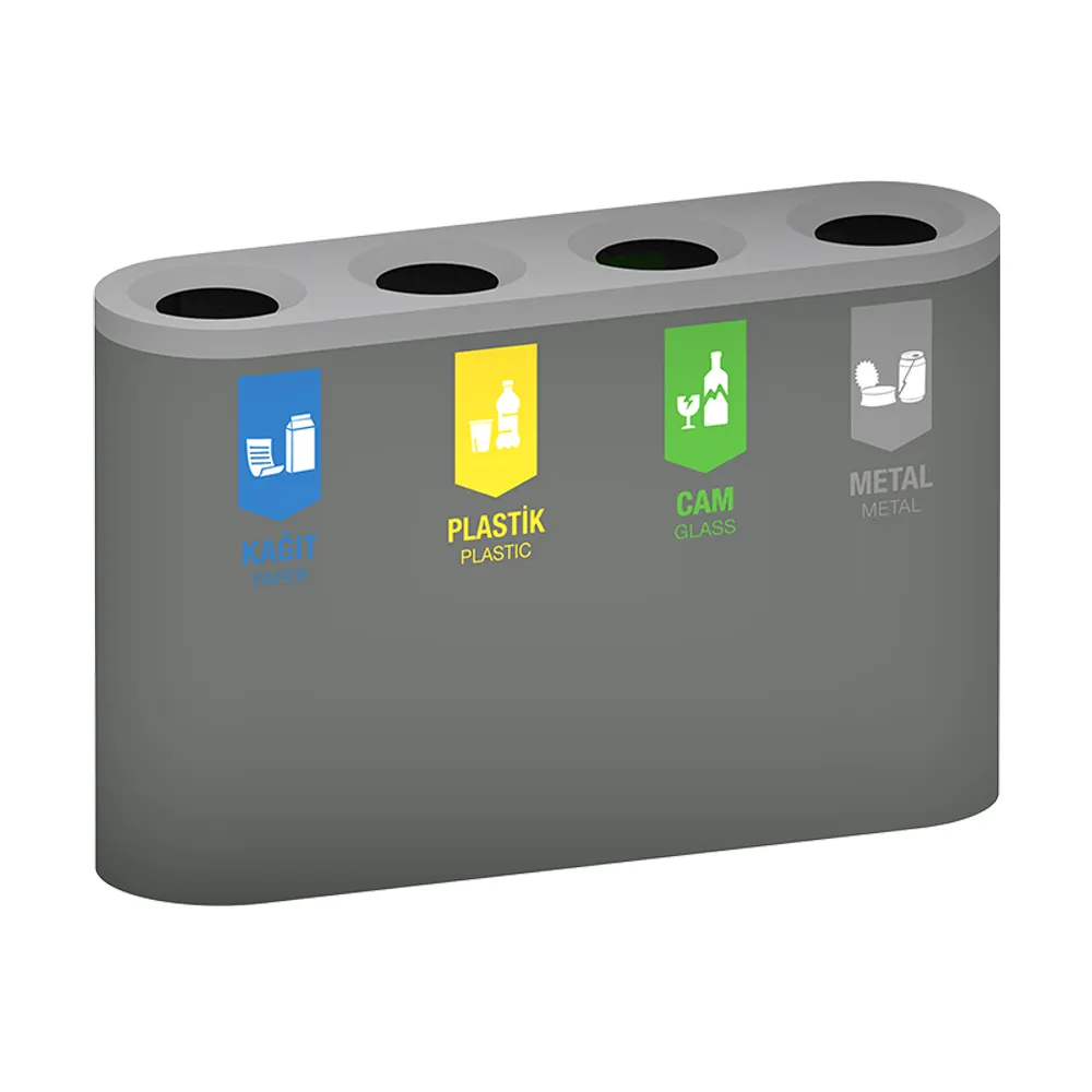 Best quality 4 Compartment colored painted Stainless Electrostatic Zero Waste Recycle Bin Paper Glass Plastic Metal SRB 107 4