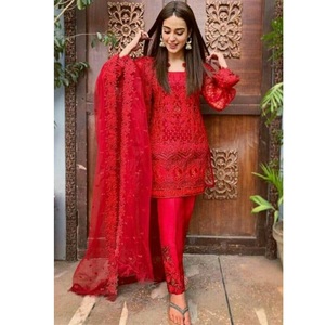 Kameez shalwar ชุดเดรสปาร์ตี้3ชิ้นสีฟ้าชุดลูกไม้ธรรมชาติสำหรับผู้หญิงปากีสถานขายดี - Product Image 6
