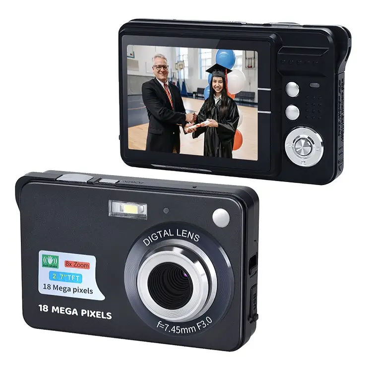 2.7 Inch Large TFT Screen Portable 720P 18MP Photo 8X Zoom Anti-shake Digital Camera Video Camcorder for Kids Teens