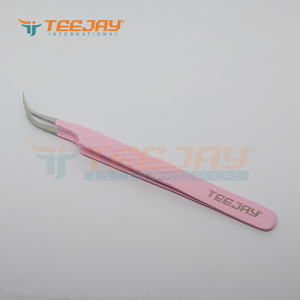 Pinzas de extensión de pestañas postizas, herramienta de levantamiento de pestañas postizas, color rosa claro, con recubrimiento J Curvo - Product Image 3