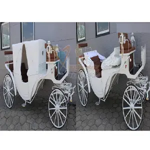 Victoria Horse Cart Wagon For Wedding White Finish Victorian Horse Drawn Carriage Victorian Premium Horse Drawn Carriage