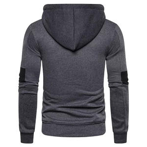OEM personnalisé 100% polyester Tech polaire hommes Zip Gym Hoodies couleur unie Vintage fermeture éclair Hoodies brodé unisexe Hoodie printemps - Product Image 3
