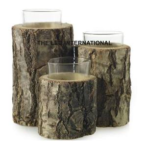 Bougeoirs en bois de style rustique fabriqués en Inde pour la décoration de table à la maison, à l'hôtel, pour les occasions de Noël, autres pots à bougies - Product Image 2