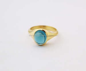 925เงินสเตอร์ลิงสีฟ้าบุษราคัมแหวนพลอยควอตซ์เครื่องประดับทำด้วยมือที่สวยงาม - Product Image 1