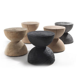 Tabouret rond en bois naturel pour enfants, fabricant d'usine, design rond, table latérale en bois - Product Image 4